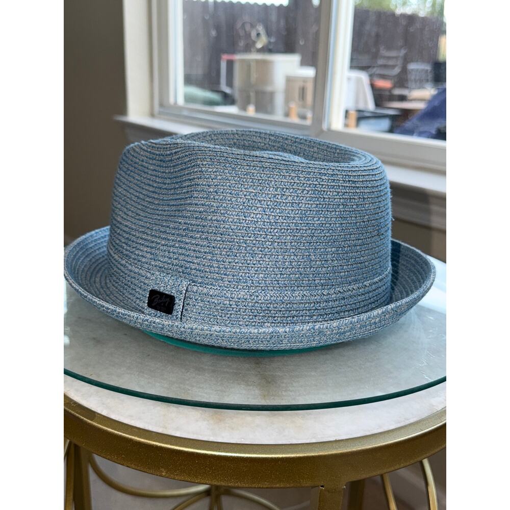 Bailey of Hollywood Light Blue Paper Blend Fedora Trilby Hat L Lightweight - Picture 2 of 11
